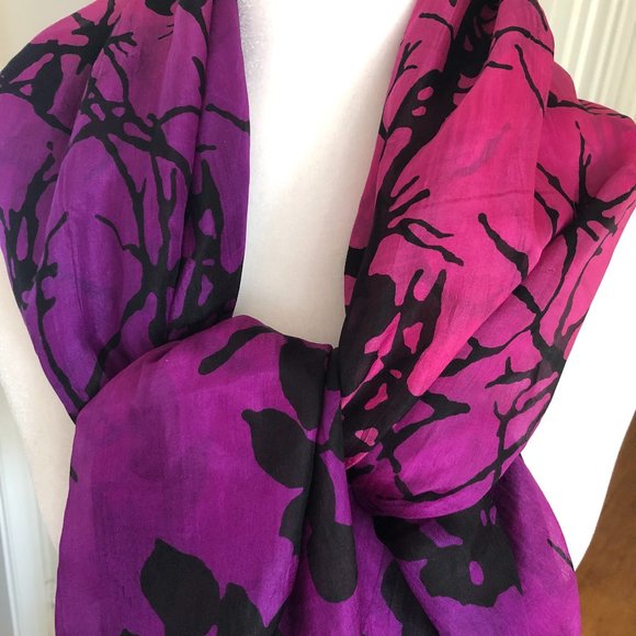 La Fiorentina Accessories - La Fiorentina Fantasy flowery pattern, Large Silk Scarf/ Shawl/ Wrap